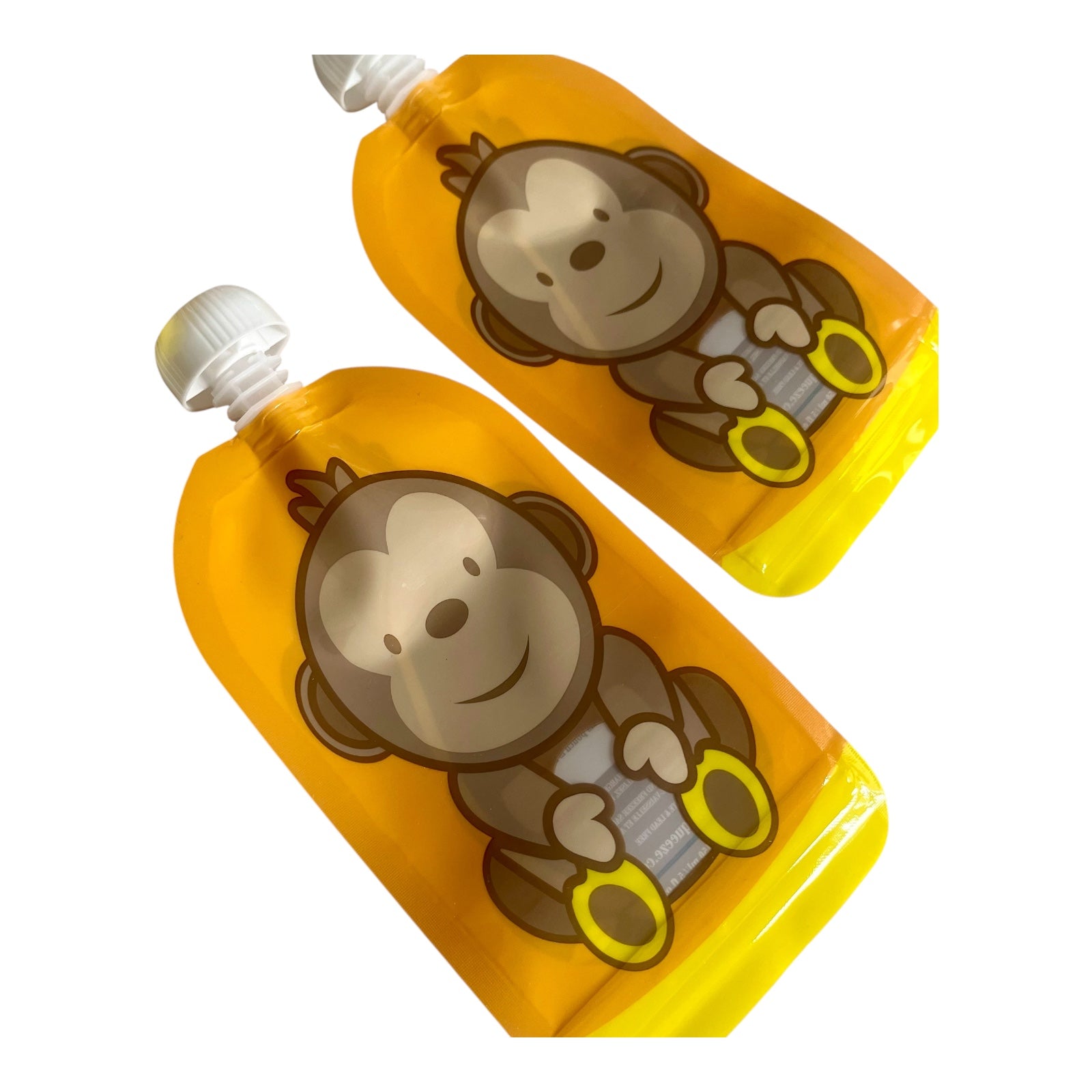 Reusable Monkey Design 150ml Zip Pouches with Bottom Opening (6-Pack)