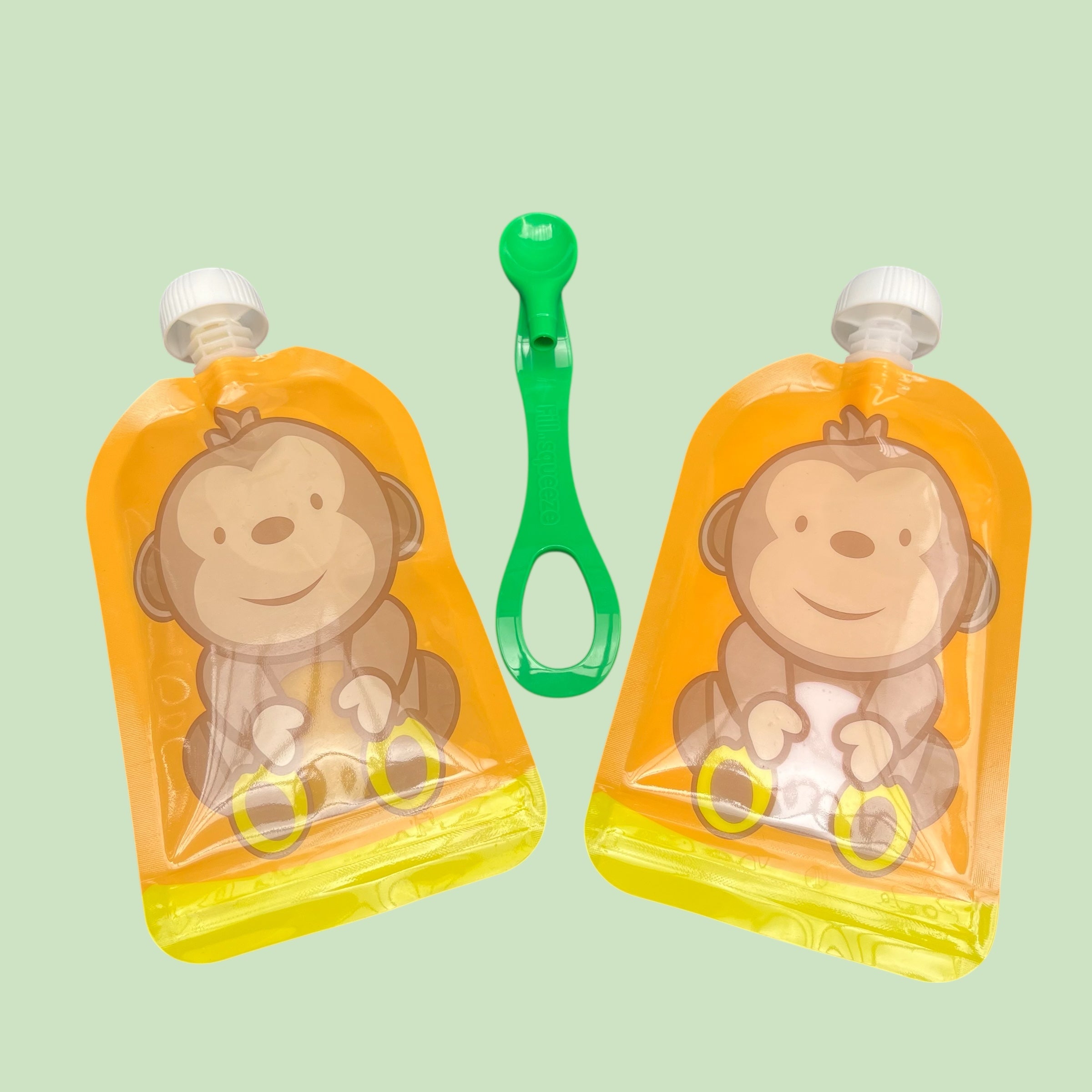 Reusable Monkey Design 150ml Zip Pouches with Bottom Opening (6-Pack)