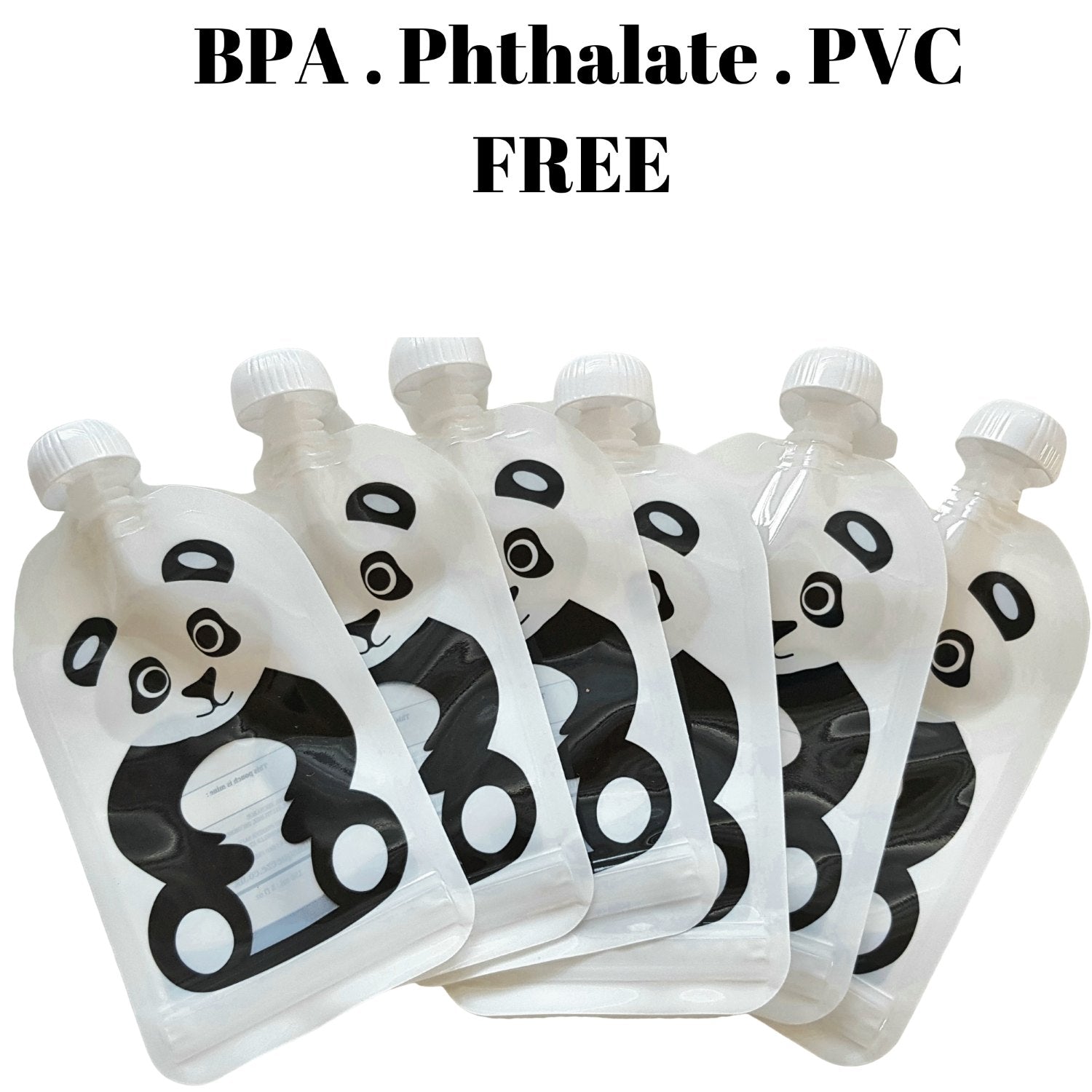 Reusable Panda Design 150ml Zip Pouches with Bottom Opening (6-Pack)