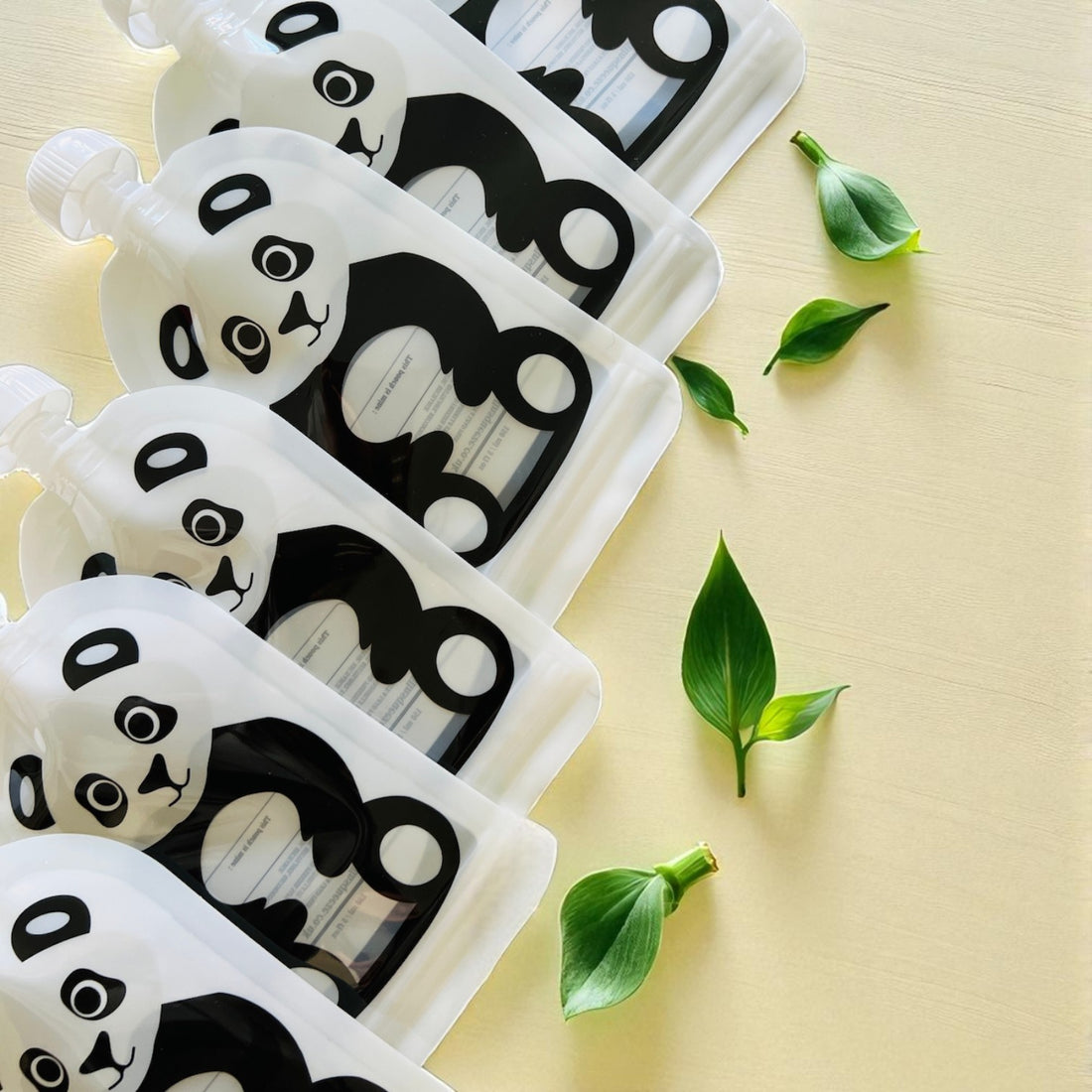 Reusable Panda Design 150ml Zip Pouches with Bottom Opening (6-Pack)