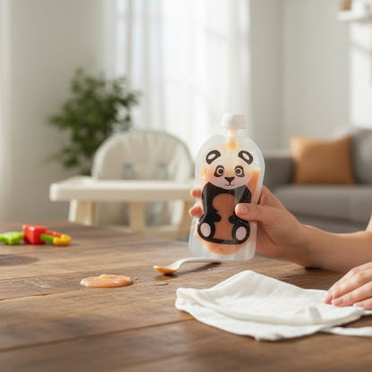 Reusable Panda Design 150ml Zip Pouches with Bottom Opening (6-Pack)