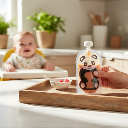 Reusable Panda Design 150ml Zip Pouches with Bottom Opening (6-Pack)