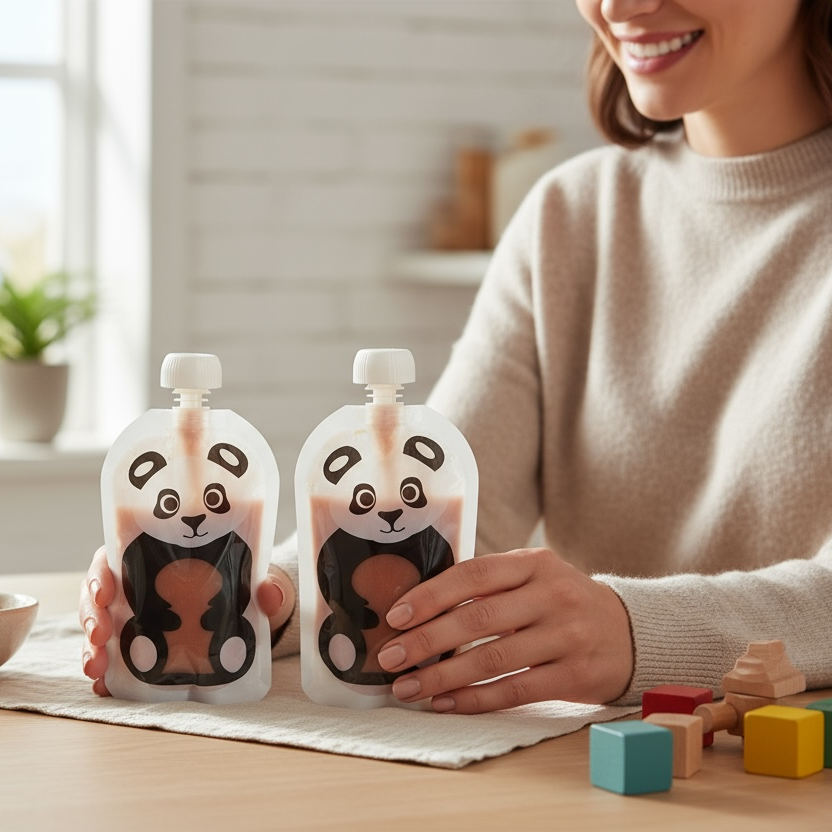 Reusable Panda Design 150ml Zip Pouches with Bottom Opening (6-Pack)