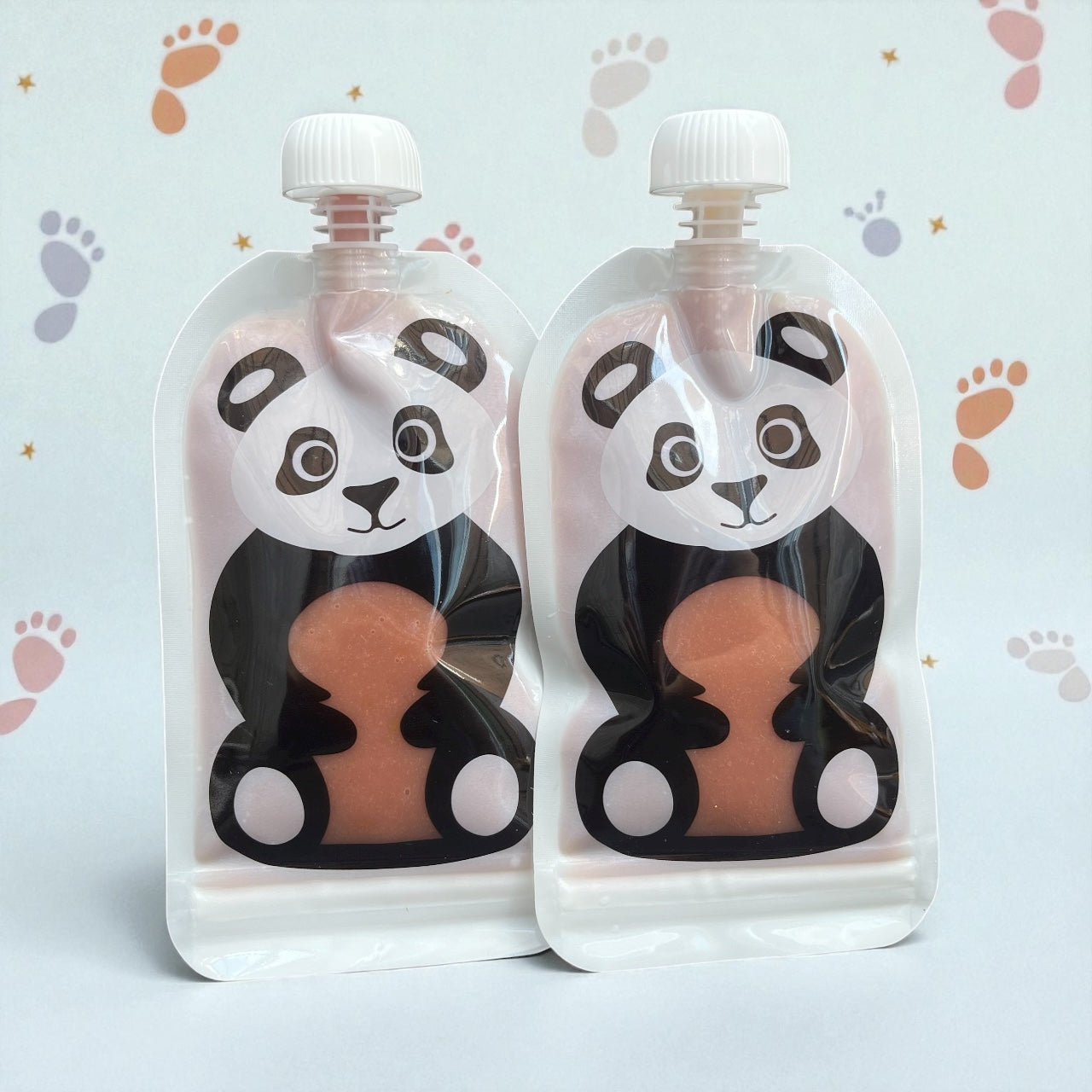 Reusable Panda Design 150ml Zip Pouches with Bottom Opening (6-Pack)