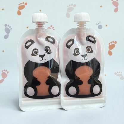 Reusable Panda Design 150ml Zip Pouches with Bottom Opening (6-Pack)