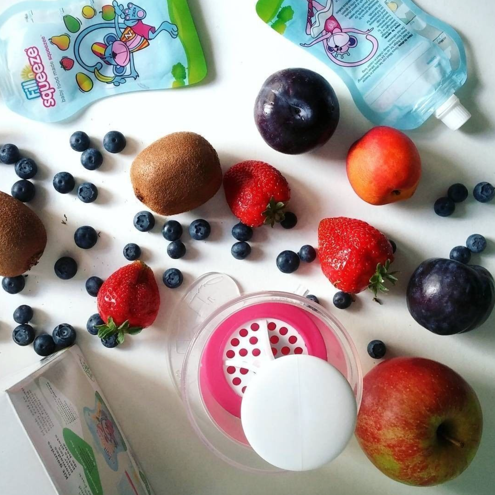 Fill n Squeeze Baby Food System with Fruit and Pouches