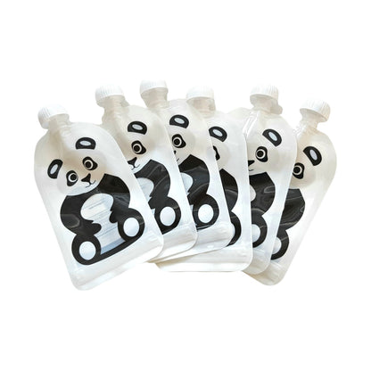 Reusable Panda Design 150ml Zip Pouches with Bottom Opening (6-Pack)