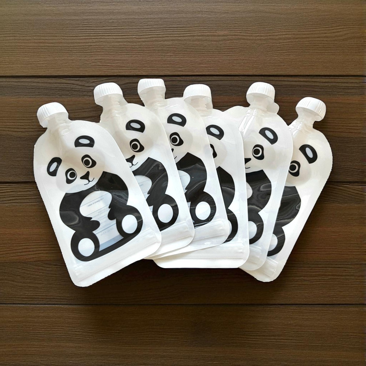 Reusable Panda Design 150ml Zip Pouches with Bottom Opening (6-Pack)