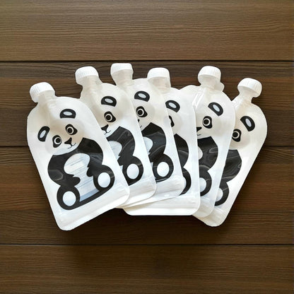 Reusable Panda Design 150ml Zip Pouches with Bottom Opening (6-Pack)