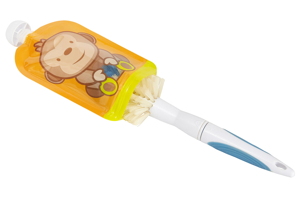 Reusable Weaning Baby Food Pouch. Bottom Opening with Zip. 6 x 150 ml. Dani the monkey.
