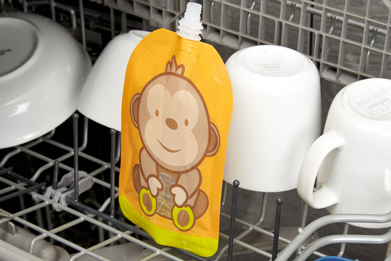 Reusable Monkey Design 150ml Zip Pouches with Bottom Opening (6-Pack)